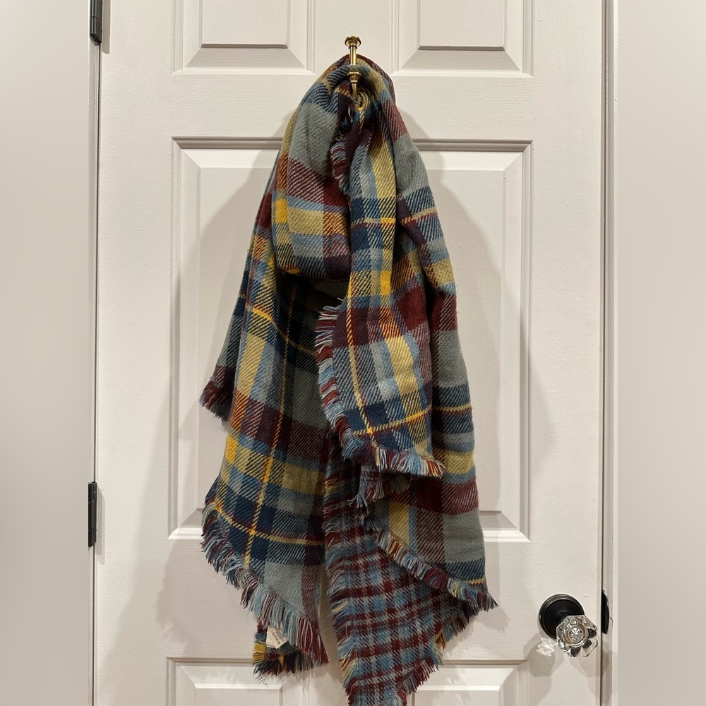 Anthropologie Multicolor Plaid Blanket Scarf